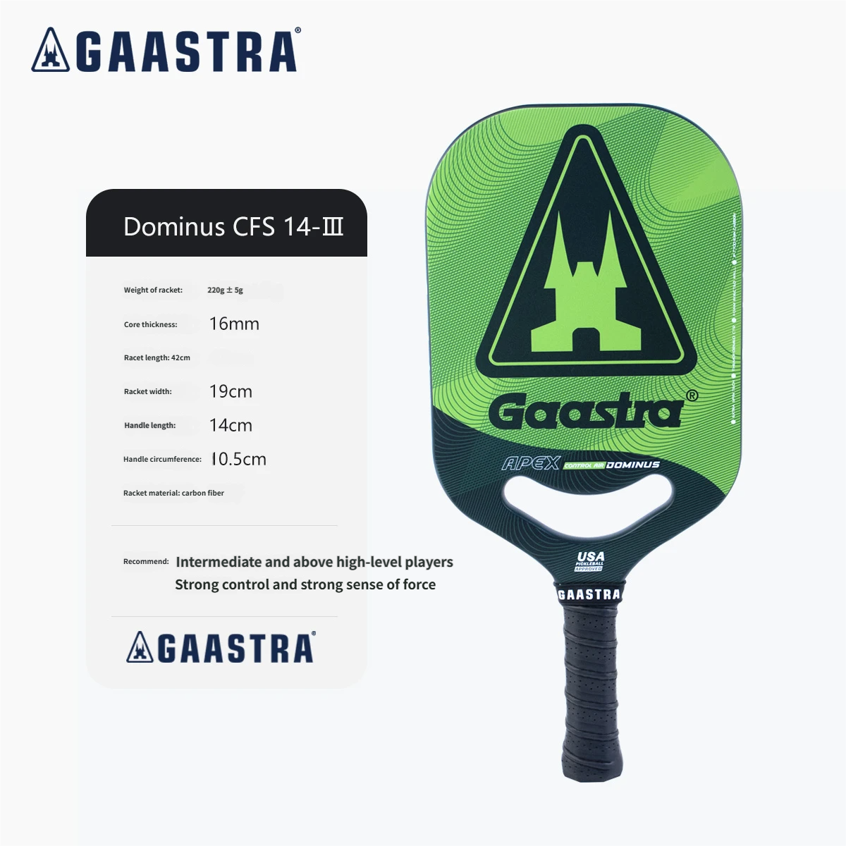 Gaastra Tournament-Level Pickleball Paddle Dominus CFS 14-Ⅲ